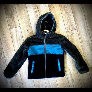 NWOT: Super Cozy! Blue and Grey Eddie Bauer fuzzy zip up hoody